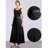 imageAllegra K Long Pleated Skirt for Womens Elastic High Waist with Belt Swing Aline Work Maxi SkirtBlack