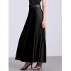 imageAllegra K Long Pleated Skirt for Womens Elastic High Waist with Belt Swing Aline Work Maxi SkirtBlack