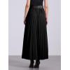 imageAllegra K Long Pleated Skirt for Womens Elastic High Waist with Belt Swing Aline Work Maxi SkirtBlack