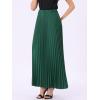 imageAllegra K Long Pleated Skirt for Womens Elastic High Waist with Belt Swing Aline Work Maxi SkirtDark Green