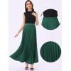imageAllegra K Long Pleated Skirt for Womens Elastic High Waist with Belt Swing Aline Work Maxi SkirtDark Green