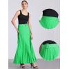 imageAllegra K Long Pleated Skirt for Womens Elastic High Waist with Belt Swing Aline Work Maxi SkirtGreen