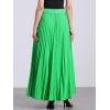 imageAllegra K Long Pleated Skirt for Womens Elastic High Waist with Belt Swing Aline Work Maxi SkirtGreen
