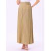 imageAllegra K Long Pleated Skirt for Womens Elastic High Waist with Belt Swing Aline Work Maxi SkirtKhaki