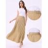imageAllegra K Long Pleated Skirt for Womens Elastic High Waist with Belt Swing Aline Work Maxi SkirtKhaki