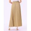 imageAllegra K Long Pleated Skirt for Womens Elastic High Waist with Belt Swing Aline Work Maxi SkirtKhaki