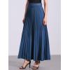imageAllegra K Long Pleated Skirt for Womens Elastic High Waist with Belt Swing Aline Work Maxi SkirtNavy Blue