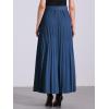 imageAllegra K Long Pleated Skirt for Womens Elastic High Waist with Belt Swing Aline Work Maxi SkirtNavy Blue