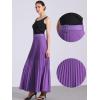 imageAllegra K Long Pleated Skirt for Womens Elastic High Waist with Belt Swing Aline Work Maxi SkirtPurple