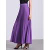 imageAllegra K Long Pleated Skirt for Womens Elastic High Waist with Belt Swing Aline Work Maxi SkirtPurple