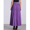imageAllegra K Long Pleated Skirt for Womens Elastic High Waist with Belt Swing Aline Work Maxi SkirtPurple