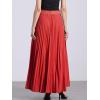 imageAllegra K Long Pleated Skirt for Womens Elastic High Waist with Belt Swing Aline Work Maxi SkirtRed