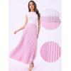 imageAllegra K Long Pleated Skirt for Womens Elastic High Waist with Belt Swing Aline Work Maxi SkirtRose Pink