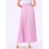 imageAllegra K Long Pleated Skirt for Womens Elastic High Waist with Belt Swing Aline Work Maxi SkirtRose Pink
