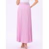 imageAllegra K Long Pleated Skirt for Womens Elastic High Waist with Belt Swing Aline Work Maxi SkirtRose Pink