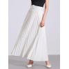 imageAllegra K Long Pleated Skirt for Womens Elastic High Waist with Belt Swing Aline Work Maxi SkirtWhite
