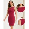 imageAllegra K Sleeveless Sheath Dress for Womens Pencil Boat Neck Business Professional Office DressesBurgundy