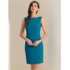 imageAllegra K Sleeveless Sheath Dress for Womens Pencil Boat Neck Business Professional Office DressesLake Green