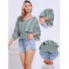 imageAllegra K Tops for Womens Summer Boho V Neck Print Chiffon Top Smocked Batwing Dolman Sleeve BlousesLight Gray Green