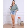 imageAllegra K Tops for Womens Summer Boho V Neck Print Chiffon Top Smocked Batwing Dolman Sleeve BlousesLight Gray Green