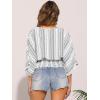 imageAllegra K Tops for Womens Summer Boho V Neck Print Chiffon Top Smocked Batwing Dolman Sleeve BlousesWhite Black