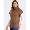 imageAllegra K Womens Casual Turtleneck Sweaters Mock Neck Twist Sleeveless Vests Knit Pullover Sweater VestBrown