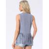 imageAllegra K Womens Fringe Vest Open Front Western 70s Outfits Faux Suede Tassel CardiganBlue