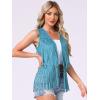 imageAllegra K Womens Fringe Vest Open Front Western 70s Outfits Faux Suede Tassel CardiganBright Blue