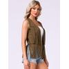 imageAllegra K Womens Fringe Vest Open Front Western 70s Outfits Faux Suede Tassel CardiganBrown