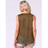 imageAllegra K Womens Fringe Vest Open Front Western 70s Outfits Faux Suede Tassel CardiganBrown