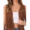 imageAllegra K Womens Fringe Vest Open Front Western 70s Outfits Faux Suede Tassel CardiganDark Khaki
