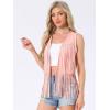 imageAllegra K Womens Fringe Vest Open Front Western 70s Outfits Faux Suede Tassel CardiganPink