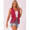 imageAllegra K Womens Fringe Vest Open Front Western 70s Outfits Faux Suede Tassel CardiganRed