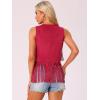 imageAllegra K Womens Fringe Vest Open Front Western 70s Outfits Faux Suede Tassel CardiganRed