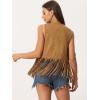 imageAllegra K Womens Fringe Vest Open Front Western 70s Outfits Faux Suede Tassel CardiganYellow