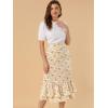 imageAllegra K Womens Printed Skirt 2025 Weekend Trendy Summer Chiffon Ruffle Tiered Flowy Midi SkirtsBeigefloral