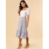 imageAllegra K Womens Printed Skirt 2025 Weekend Trendy Summer Chiffon Ruffle Tiered Flowy Midi SkirtsBlue Greyfloral