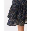 imageAllegra K Womens Printed Skirt 2025 Weekend Trendy Summer Chiffon Ruffle Tiered Flowy Midi SkirtsDark Blue Orangefloral