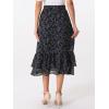 imageAllegra K Womens Printed Skirt 2025 Weekend Trendy Summer Chiffon Ruffle Tiered Flowy Midi SkirtsDark Blue Orangefloral