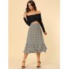 imageAllegra K Womens Printed Skirt 2025 Weekend Trendy Summer Chiffon Ruffle Tiered Flowy Midi SkirtsDark Bluefloral