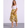 imageAllegra K Womens Printed Skirt 2025 Weekend Trendy Summer Chiffon Ruffle Tiered Flowy Midi SkirtsDark Yellowfloral