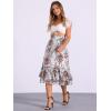 imageAllegra K Womens Printed Skirt 2025 Weekend Trendy Summer Chiffon Ruffle Tiered Flowy Midi SkirtsGreyfloral