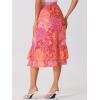 imageAllegra K Womens Printed Skirt 2025 Weekend Trendy Summer Chiffon Ruffle Tiered Flowy Midi SkirtsHot Pinkfloral