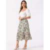 imageAllegra K Womens Printed Skirt 2025 Weekend Trendy Summer Chiffon Ruffle Tiered Flowy Midi SkirtsLight Greenfloral