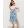 imageAllegra K Womens Printed Skirt 2025 Weekend Trendy Summer Chiffon Ruffle Tiered Flowy Midi SkirtsNavy Bluefloral