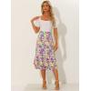 imageAllegra K Womens Printed Skirt 2025 Weekend Trendy Summer Chiffon Ruffle Tiered Flowy Midi SkirtsPurple Yellowfloral