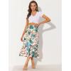 imageAllegra K Womens Printed Skirt 2025 Weekend Trendy Summer Chiffon Ruffle Tiered Flowy Midi SkirtsWhite Pinkfloral