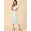 imageAllegra K Womens Printed Skirt 2025 Weekend Trendy Summer Chiffon Ruffle Tiered Flowy Midi SkirtsWhitestar