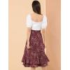imageAllegra K Womens Printed Skirt 2025 Weekend Trendy Summer Chiffon Ruffle Tiered Flowy Midi SkirtsWine Redfloral