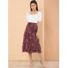 imageAllegra K Womens Printed Skirt 2025 Weekend Trendy Summer Chiffon Ruffle Tiered Flowy Midi SkirtsWine Redfloral